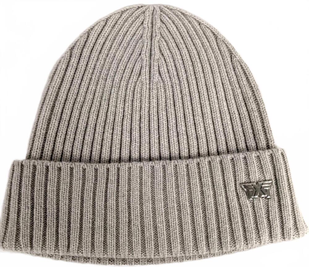 NEW PXG unisex cashmere beanie with chrome logo in gray